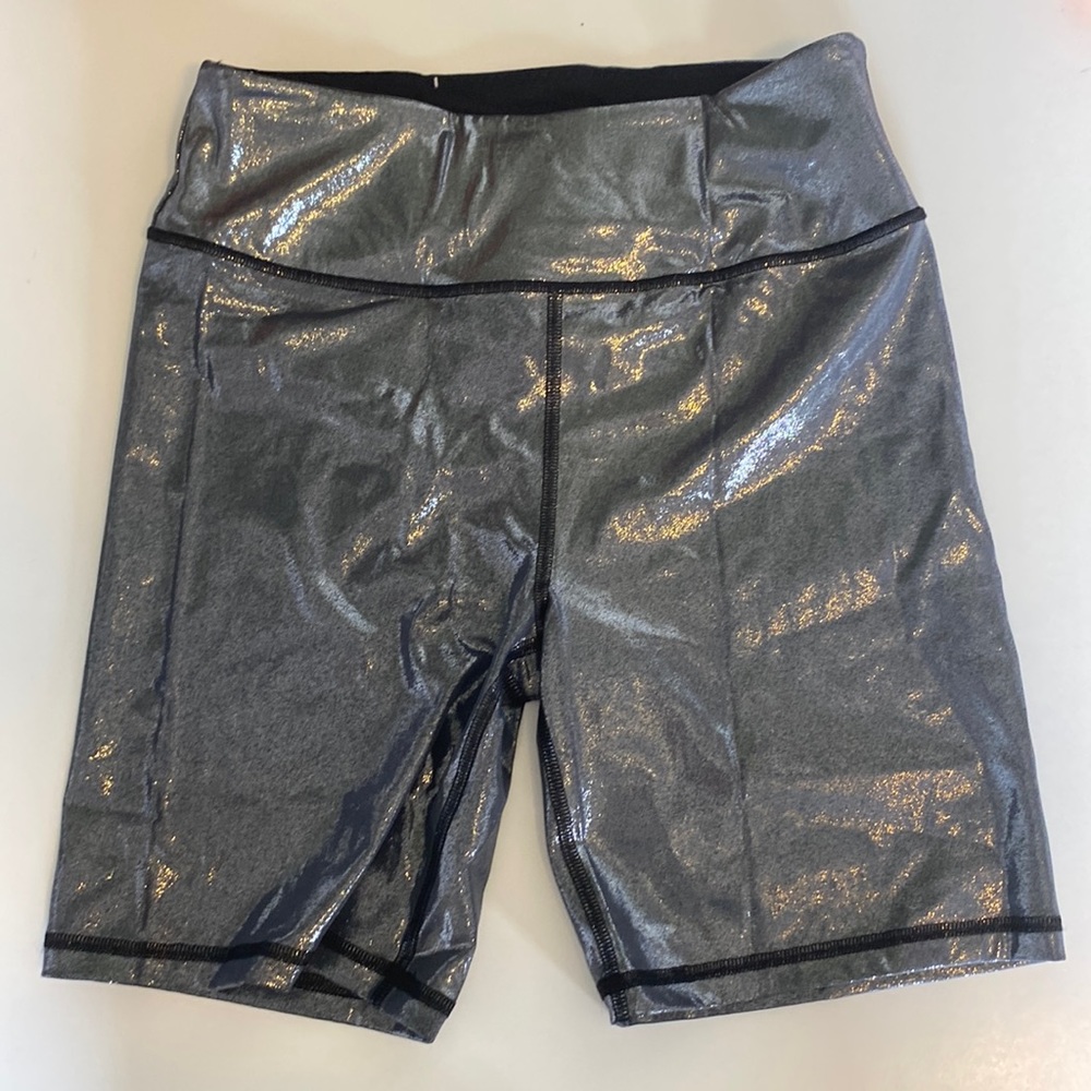 Victoria secret the player bike shorts small liquid glitter